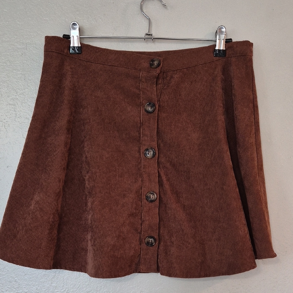 She + Sky Chocolate Button-Up Skater Skirt